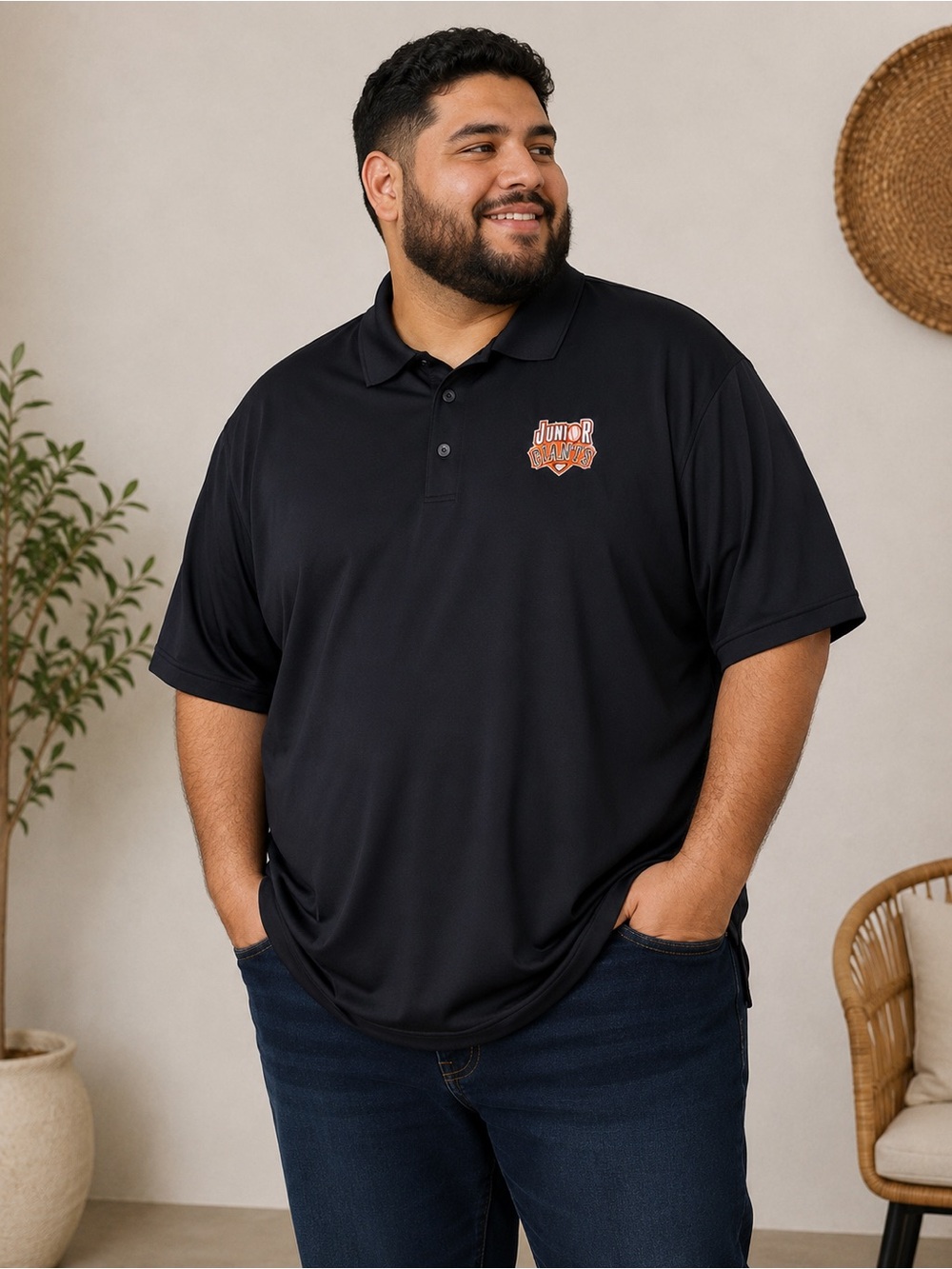 Antigua Black Polo with Chest Patch